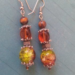 TIGERS EYE CRACKLE GLASS EARRINGS
